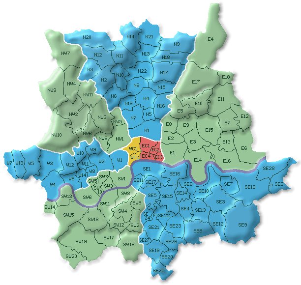 london map postcodes. London postcode map #2